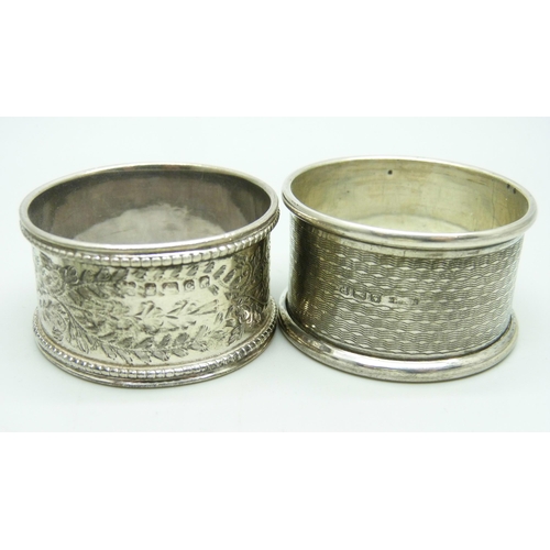 797 - Five silver napkin rings, 90g