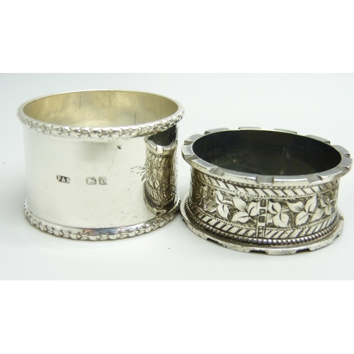 797 - Five silver napkin rings, 90g