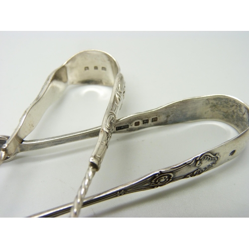 806 - Six pairs of silver sugar tongs, 105g