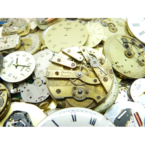 850 - Assorted pocket watch and wristwatch movements including a pocket watch movement signed Cartier, a/f... 