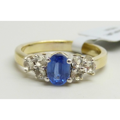 869 - A silver gilt, kyanite and serenite ring, Q