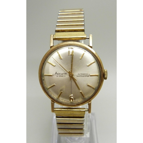 907 - A 9ct gold cased Accurist Automatic wristwatch, 33mm case including crown