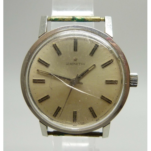 908 - A Zenith wristwatch head, 35mm including crown