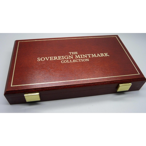 915 - The Royal Mint The Sovereign Mintmark Collection, seven George V full sovereigns, one struck in Lond... 