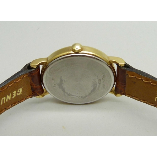 921 - A lady's Longines quartz wristwatch on a Cobra leather strap, 25mm including crown