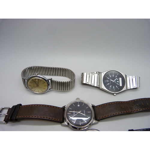 965 - Six wristwatches - Seiko, Oriosa Super Automatic, Sekonda, Consul, Timex Marlin and one other Timex