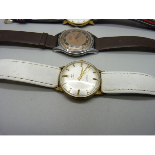 966 - Three gentleman's mechanical wristwatches, Union automatic, Avia and Limit