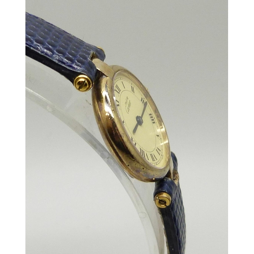 968 - A lady's Must de Cartier silver gilt wristwatch, 27mm including crown