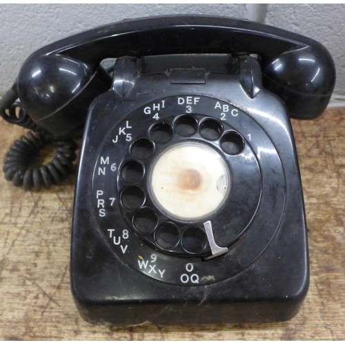 972 - Three Bakelite telephones including a French example