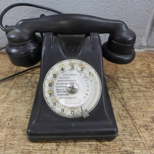 972 - Three Bakelite telephones including a French example