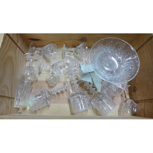 981 - Two boxes of assorted glassware, including etched and coloured **PLEASE NOTE THIS LOT IS NOT ELIGIBL... 