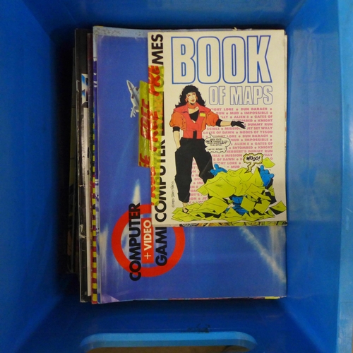 989 - A box of PC gaming magazines and two boxes of dinosaur figures **PLEASE NOTE THIS LOT IS NOT ELIGIBL... 