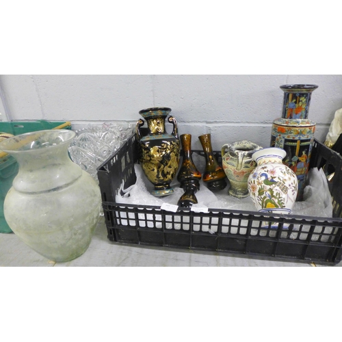 993 - Seven ceramic vases including Oriental and three large glass vases **PLEASE NOTE THIS LOT IS NOT ELI... 