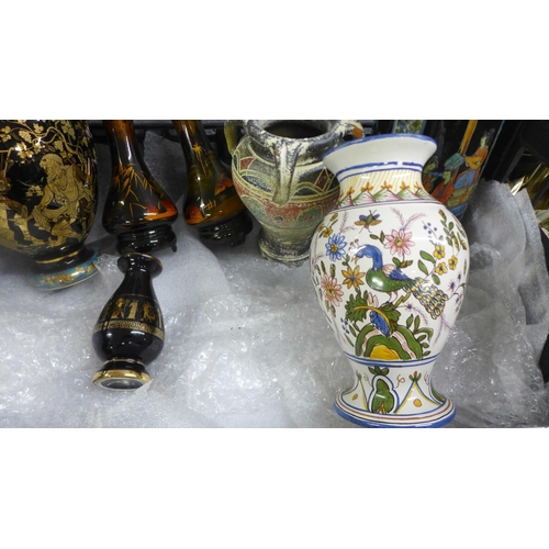 993 - Seven ceramic vases including Oriental and three large glass vases **PLEASE NOTE THIS LOT IS NOT ELI... 