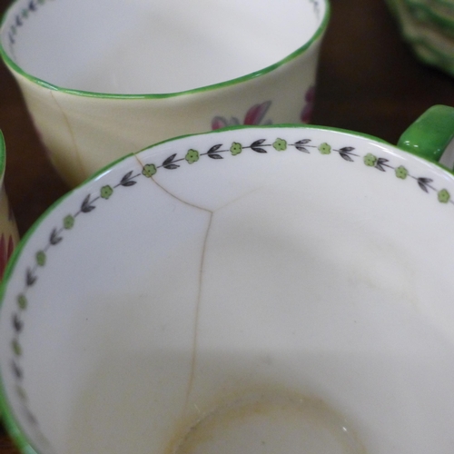 998 - An Aynsley hand painted floral part tea set, four cups a/f and Jeff Banks Porto of Call jug and pair... 