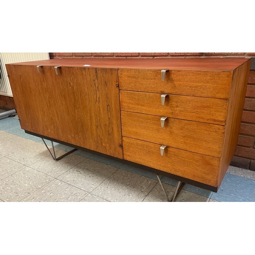 44 - A Stag S-Range teak sideboard, on chrome hairpin legs, designed by John & Sylvia Reid