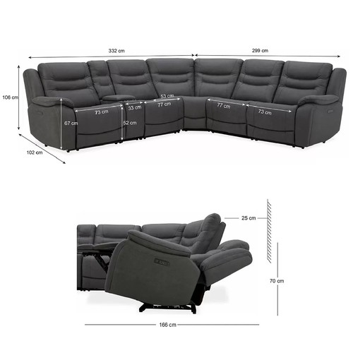 1484 - An Eden Grey Fabric Corner sectional Sofa - damaged control panel, Original RRP £1666.66 + VAT (4201... 