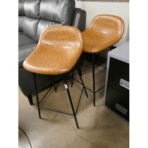 1402 - A pair of Helsinki tan faux leather bar stools - RRP £120