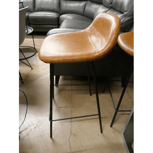 1402 - A pair of Helsinki tan faux leather bar stools - RRP £120