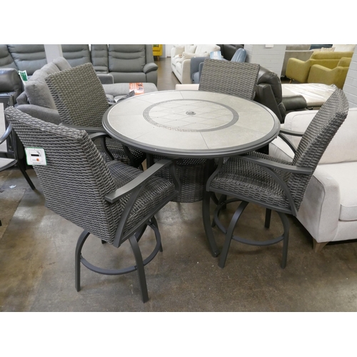 1424 - Sunvilla Indigo 5 piece Wovenbar Height Dining Set, Original RRP £1083.33 + VAT - cracked tile (4202... 