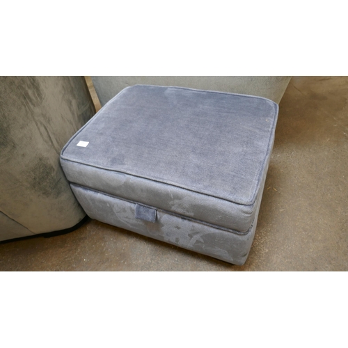 1433 - Blue velvet storage footstool