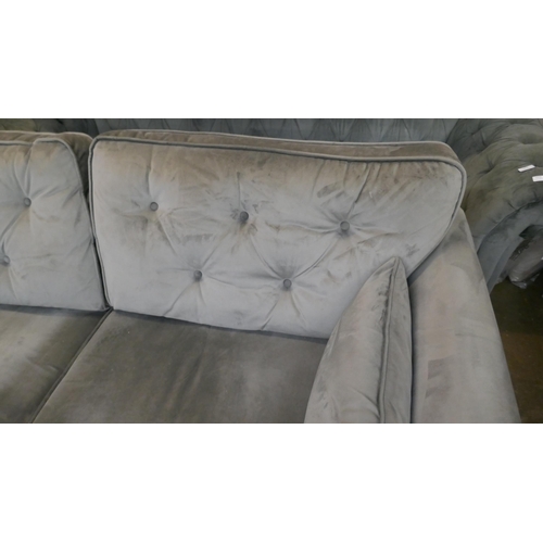 1473 - Hoxton grey velvet three seater sofa and two seater sofa - light wear