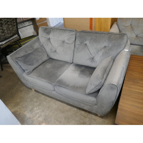 1473 - Hoxton grey velvet three seater sofa and two seater sofa - light wear