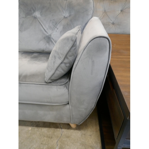 1473 - Hoxton grey velvet three seater sofa and two seater sofa - light wear