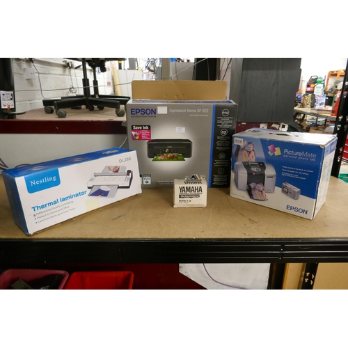 2122 - An Epson Picture Mate personal photo lab, a Nestling OL288 thermal laminator and an Epson Expression... 