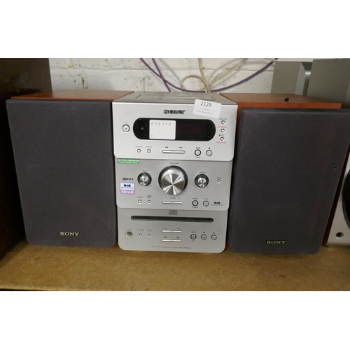 2129 - A Sony CMT-GPX9DAB micro hi-fi component system with DAB radio, CD player and tape player with a pai... 