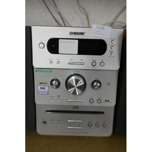 2129 - A Sony CMT-GPX9DAB micro hi-fi component system with DAB radio, CD player and tape player with a pai... 