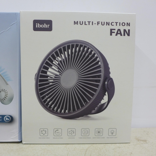 2080 - A box of 12 Honhey G7 rechargeable hand held mini fans, 5 portable and rechargeable neck fans and 4 ... 