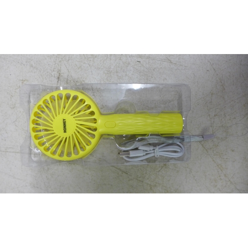 2080 - A box of 12 Honhey G7 rechargeable hand held mini fans, 5 portable and rechargeable neck fans and 4 ... 