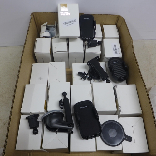 2081 - A box of approx. 26 assorted car phone holders