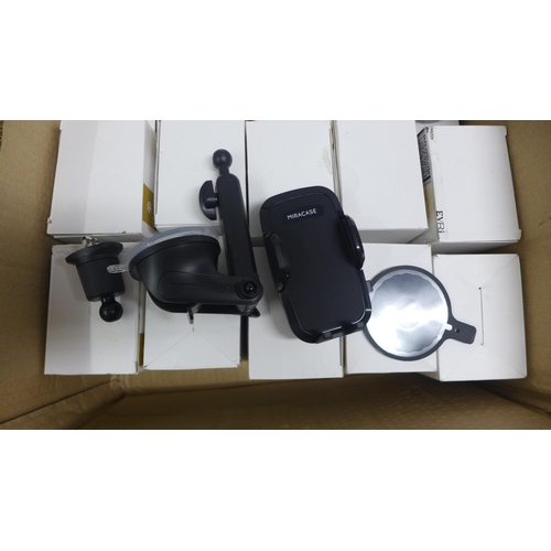 2081 - A box of approx. 26 assorted car phone holders