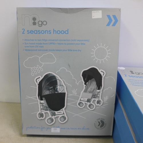 2086 - 4 Mothercare MGO 2-Seasons sun hoods/waterproof rain covers for children’s buggies/push chairs (unus... 