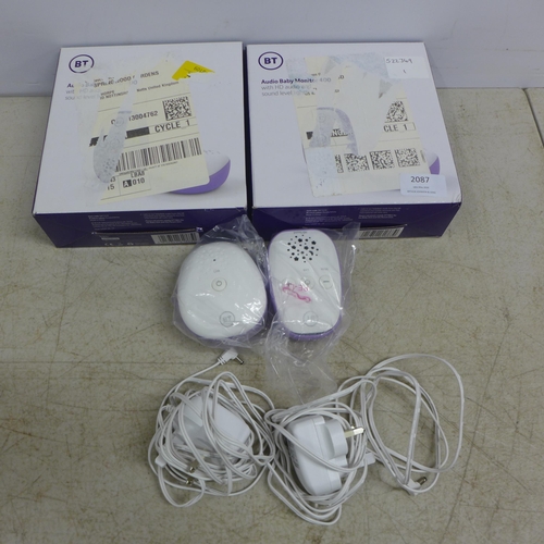 2087 - 2 BT Audio 400 Baby Monitors - boxed