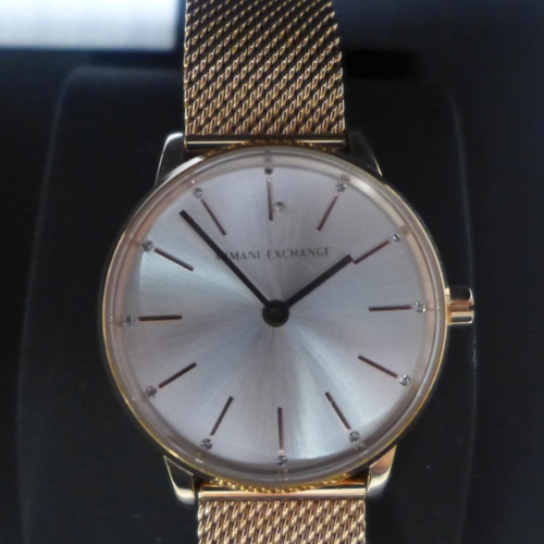 2095 - A lady's Rotary two tone stainless steel wristwatch and a lady's Armani Exchange rose gold wristwatc... 