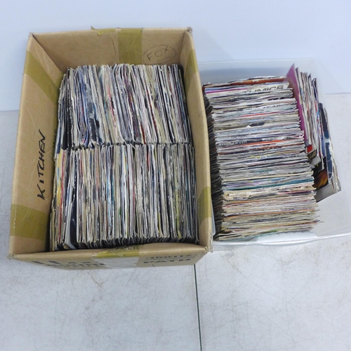 2144 - 2 Boxes of approx. 150 singles; assorted styles of music from 1970s/80s