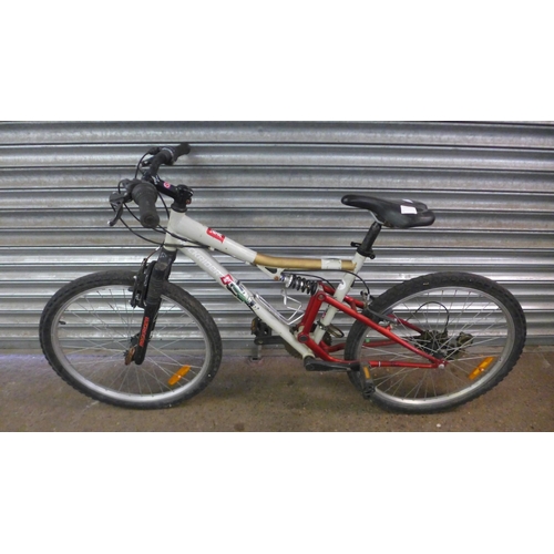 2168 - A Rockrider full suspension mountain bike with a size S steel frame