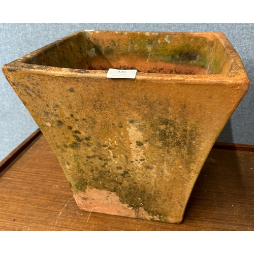 336 - A square terracotta pot