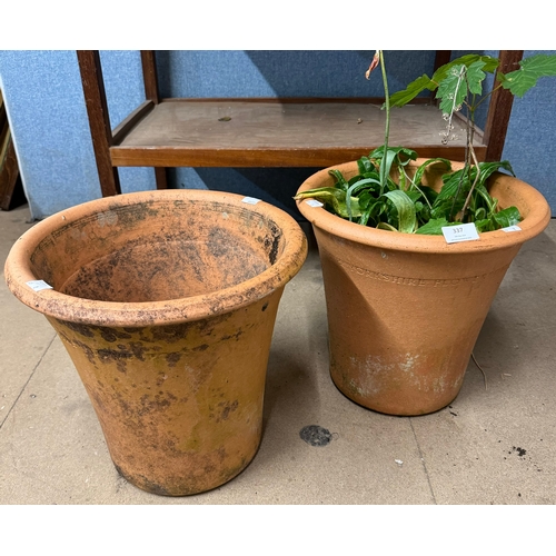 337 - Two terracotta garden plant pots