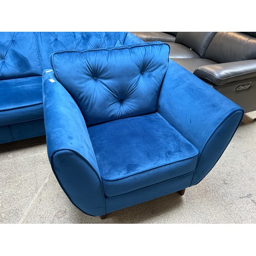 1488 - Blue velvet Hoxton armchair