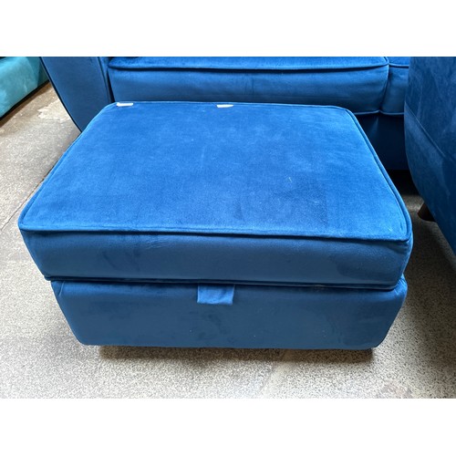 1489 - Blue velvet storage footstool