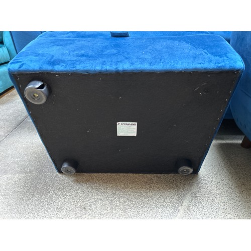 1489 - Blue velvet storage footstool