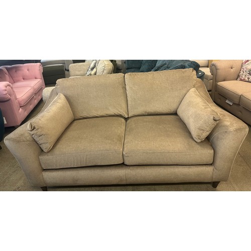 1504 - Pair of brushed gold velvet 2.5 seater sofa