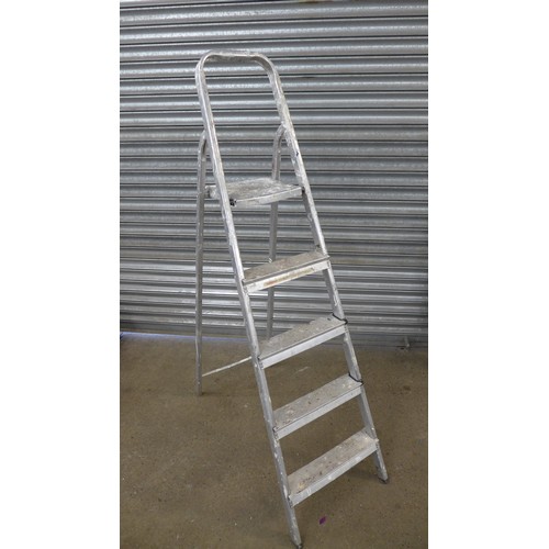 2182 - Two aluminium stepladders and a set 3-rung safety steps