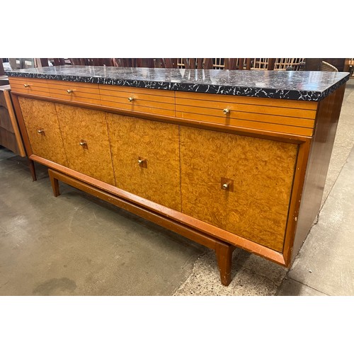 89 - A teak, maple and Formica topped cocktail sideboard