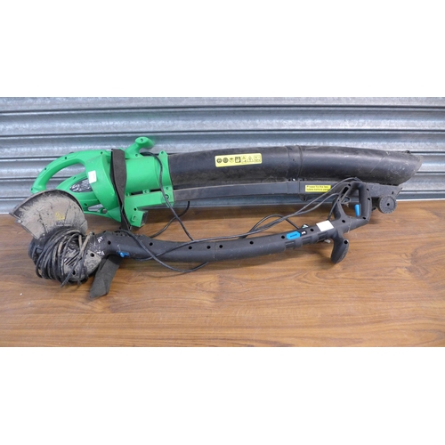 2212 - A Mac Allister MGTP300P electric strimmer and an electric 2500w garden blower vac