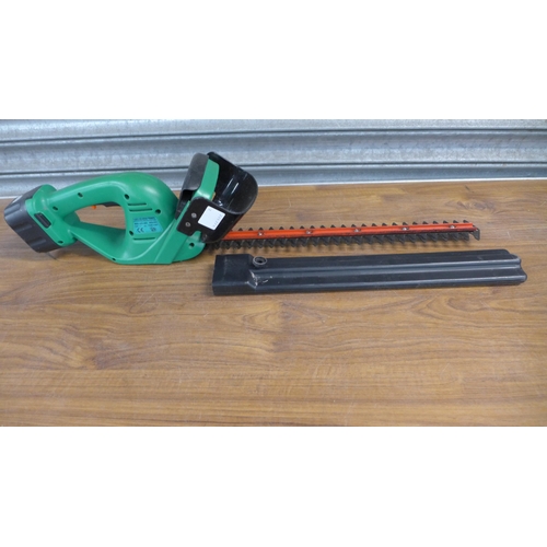 2213 - An Eckman MOE-2ZD-460 cordless hedge trimmer with a 12v battery and charger and a Florabest FUV2000A... 